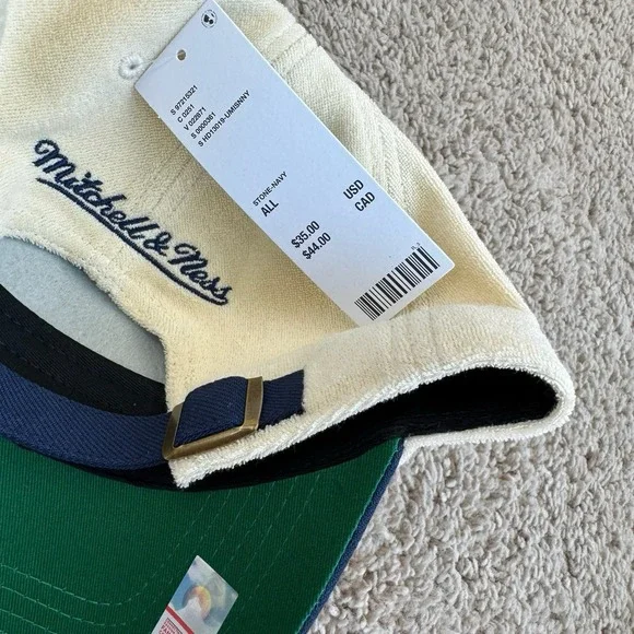 Michigan Wolverines Dune Hat Mitchell & Ness Adjustable Stone Navy‎ Dad Fit Cap - Picture 9 of 9